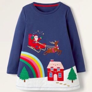Mini Boden Santa Rainbow Dress 4-5